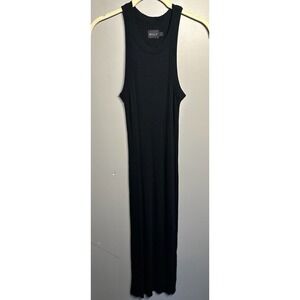 WSLY Womens Black Ribbed Tank Midi Dress‎ Size Medium The Rivington